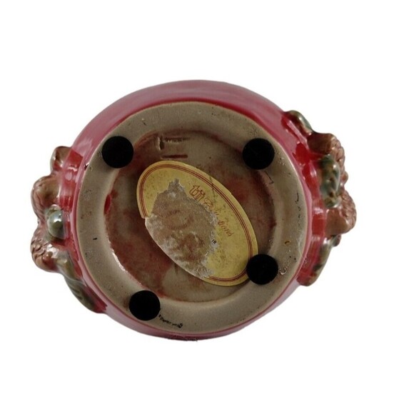 VTG Glazed Christmas Basket Pottery Trinket Candy Dish Stoneware Holiday Signed - Picture 5 of 9